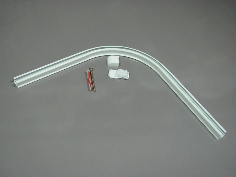 Łuk 90 stopni do połączenia szyn karniszowych ZS1 lub ZS2 pod kątem prostym (z uchwytem sufitowym)
