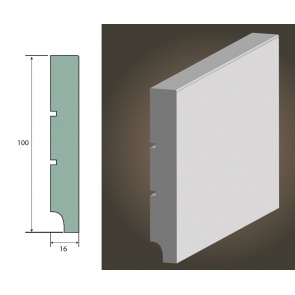 Standard 100 Plus 244cm - listwa przypodłogowa Lagrus biała RAL9003 lub RAL7035; RAL9005, (MDF zielony podw. odporność na wilgoć)